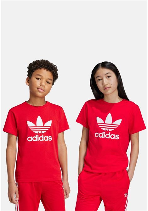 T-shirt a manica corta TREFOIL rossa per bambino e bambina ADIDAS ORIGINALS | IY7423.